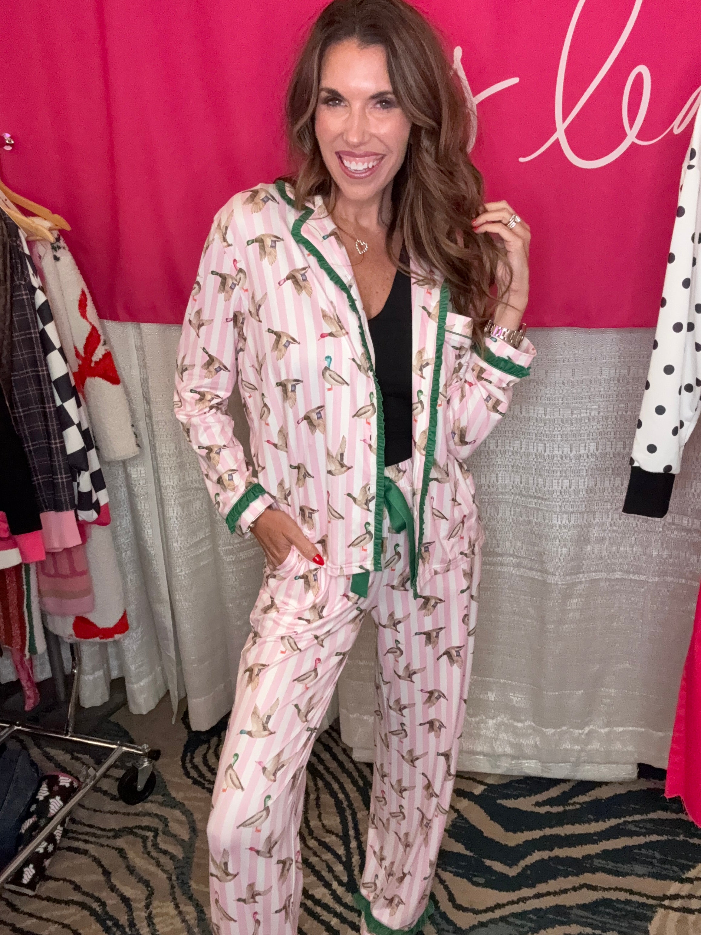 Lucky Duck Ruffle Pajama Set-Presales-Dear Me Southern Boutique, located in DeRidder, Louisiana
