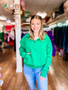 Lucky Lady Quarter Zip Pullover-Pullover-Dear Me Southern Boutique, located in DeRidder, Louisiana