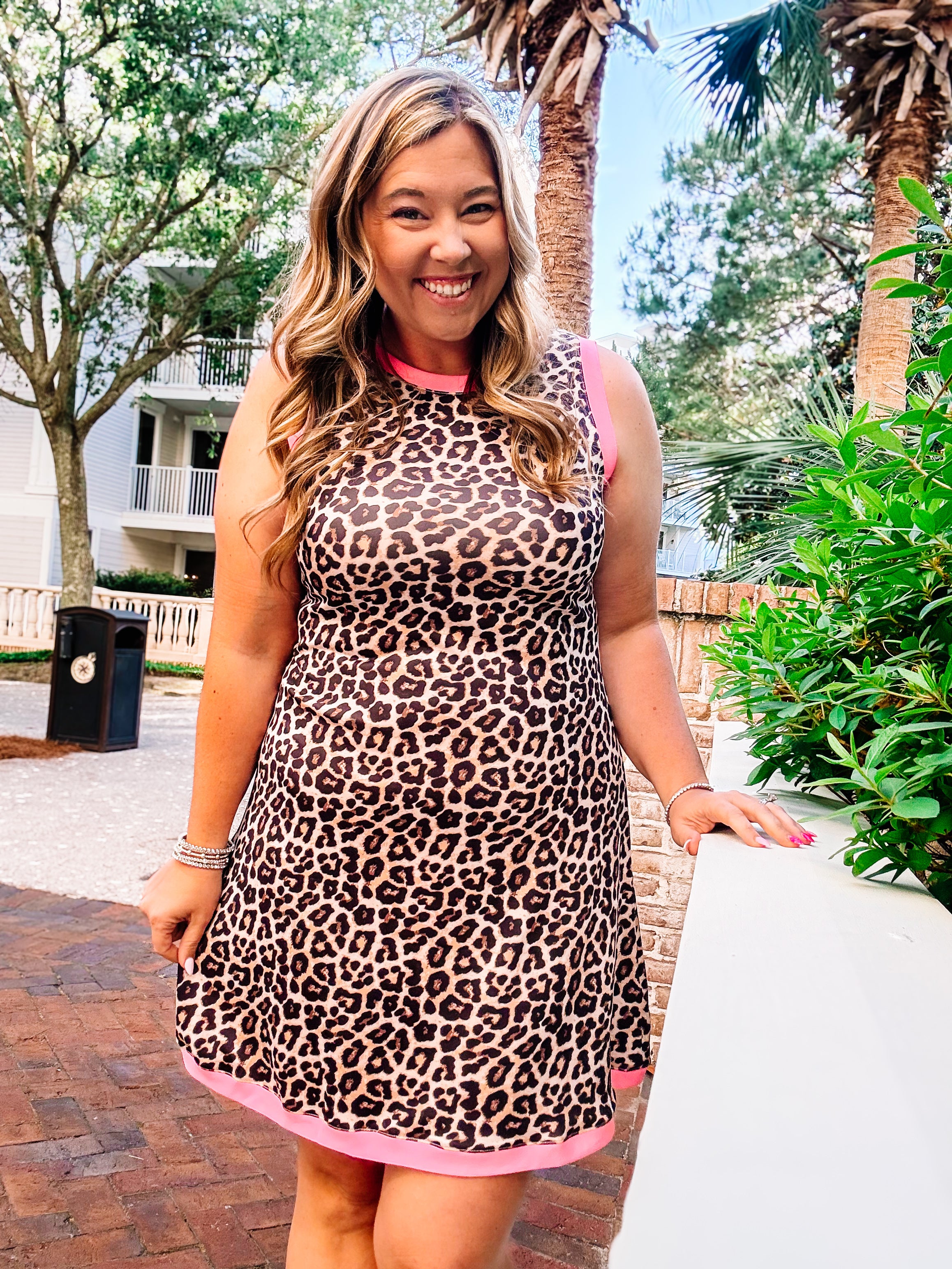 Lucy Scuba Tank Dress - Pink Safari Chic-Dresses-Dear Me Southern Boutique, located in DeRidder, Louisiana