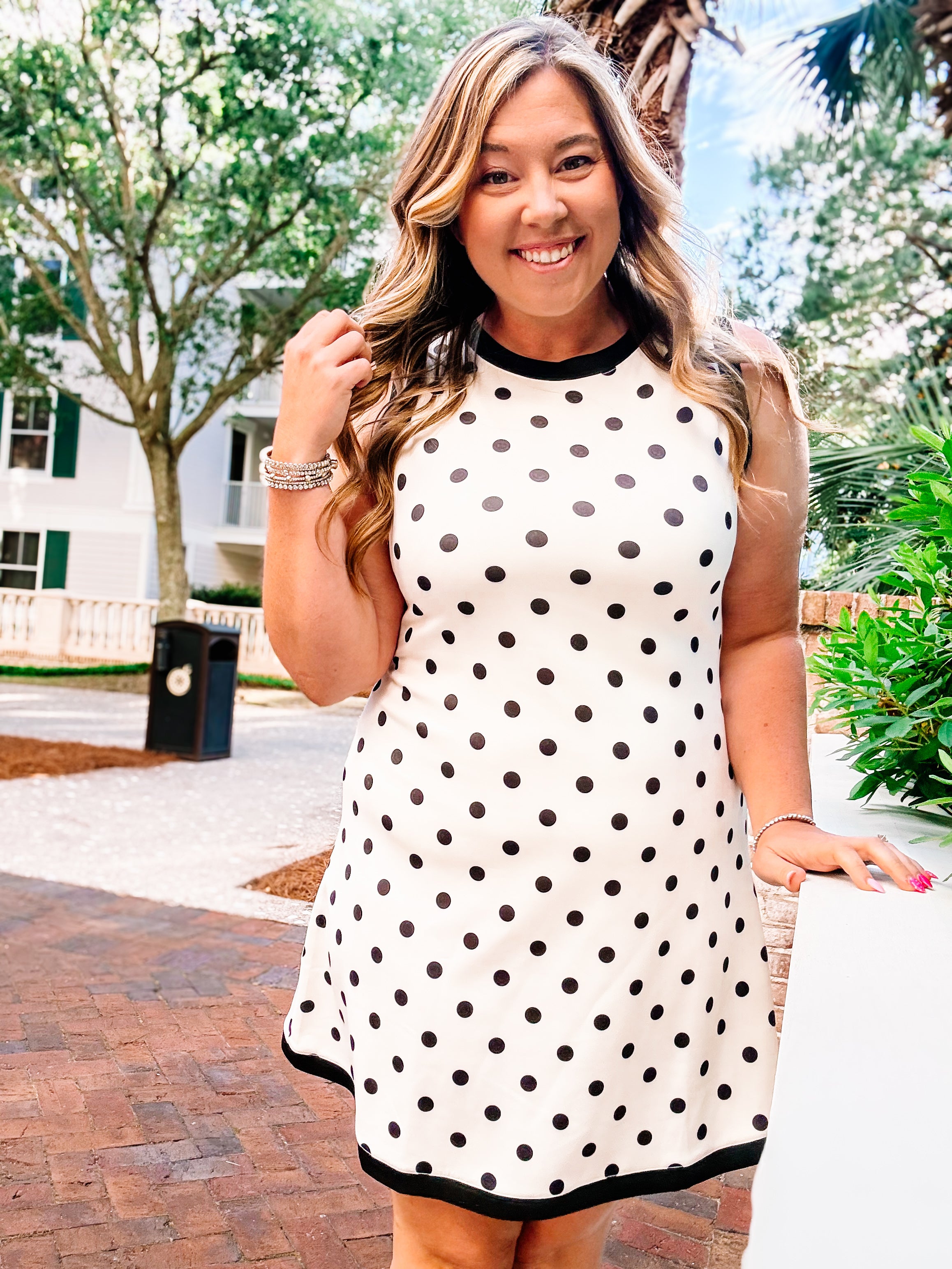 Lucy Scuba Tank Dress - Polka Dot-Dresses-Dear Me Southern Boutique, located in DeRidder, Louisiana
