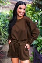Luna Luxe Pullover Set-Chocolate-Dear Me Southern Boutique, located in DeRidder, Louisiana
