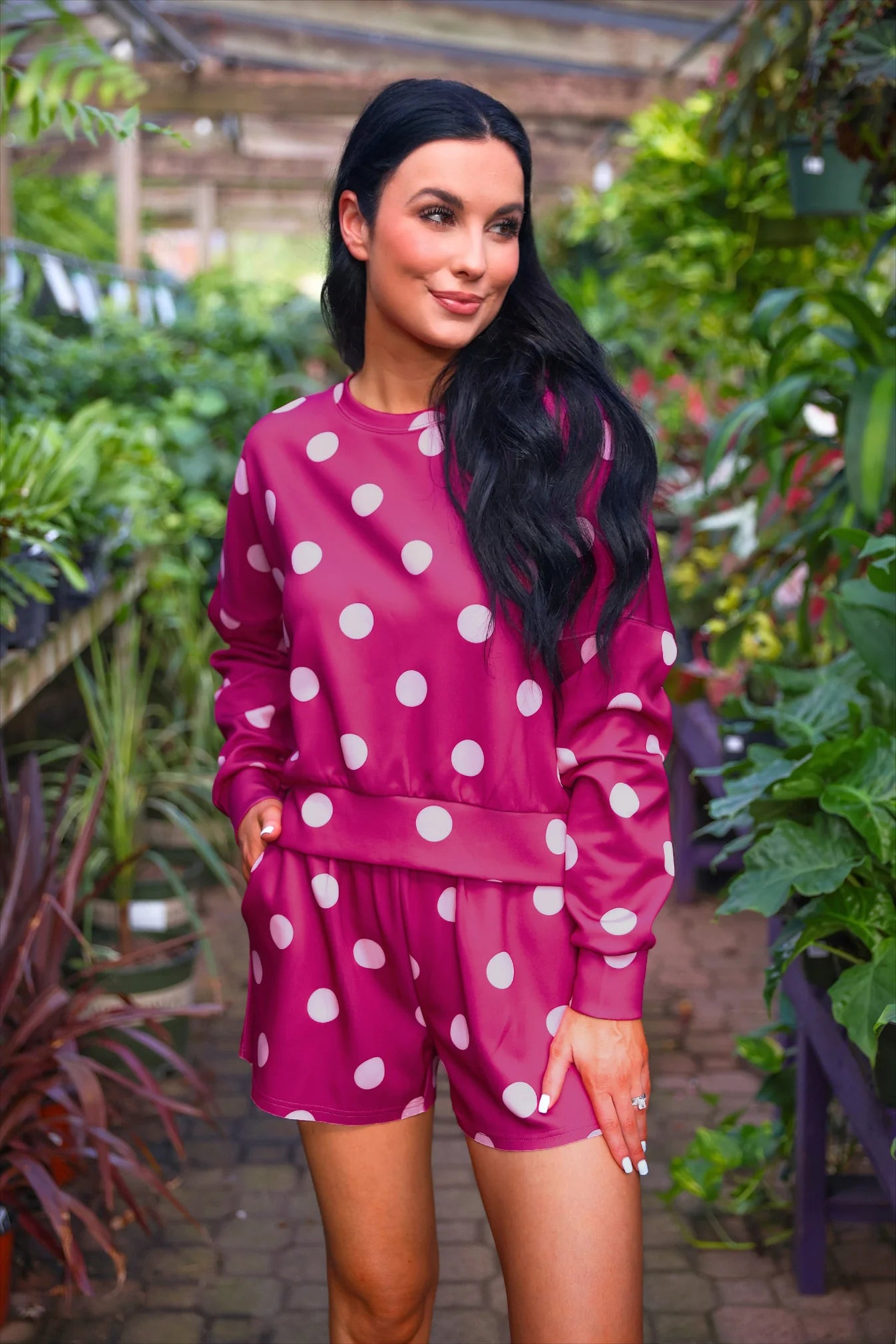 Luna Luxe Pullover Set-Pink Polka Dot-Dear Me Southern Boutique, located in DeRidder, Louisiana