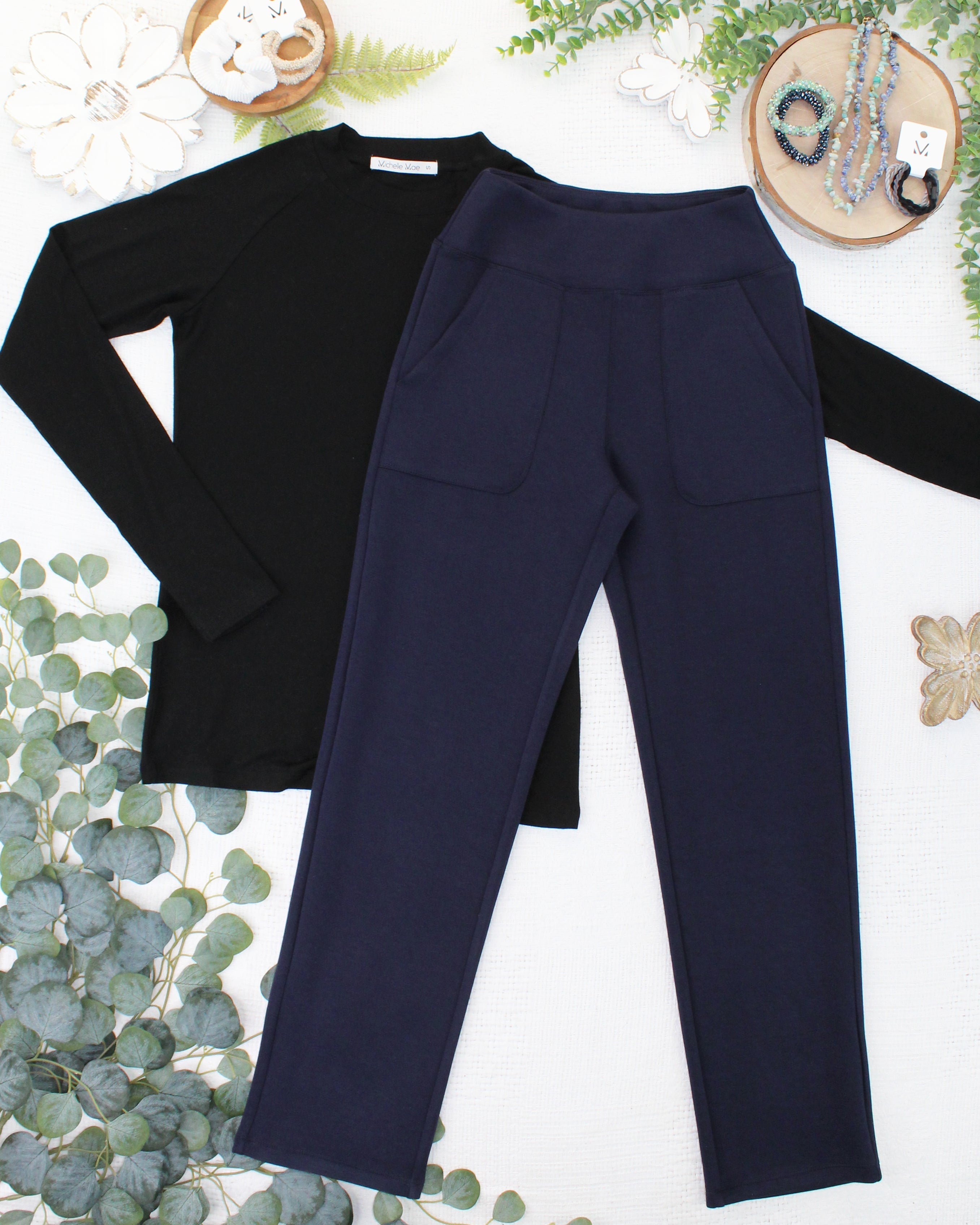 Luxe Ankle Bottoms- Navy-Other Bottoms-Dear Me Southern Boutique, located in DeRidder, Louisiana