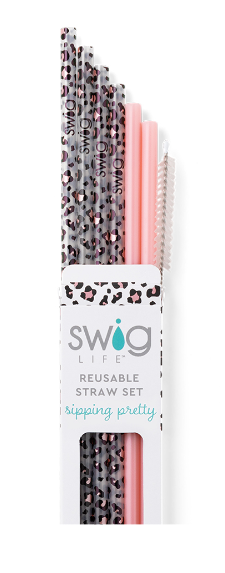 Luxy Leopard Swig Reusable Straw Set-Tumblers/Mugs-Dear Me Southern Boutique, located in DeRidder, Louisiana