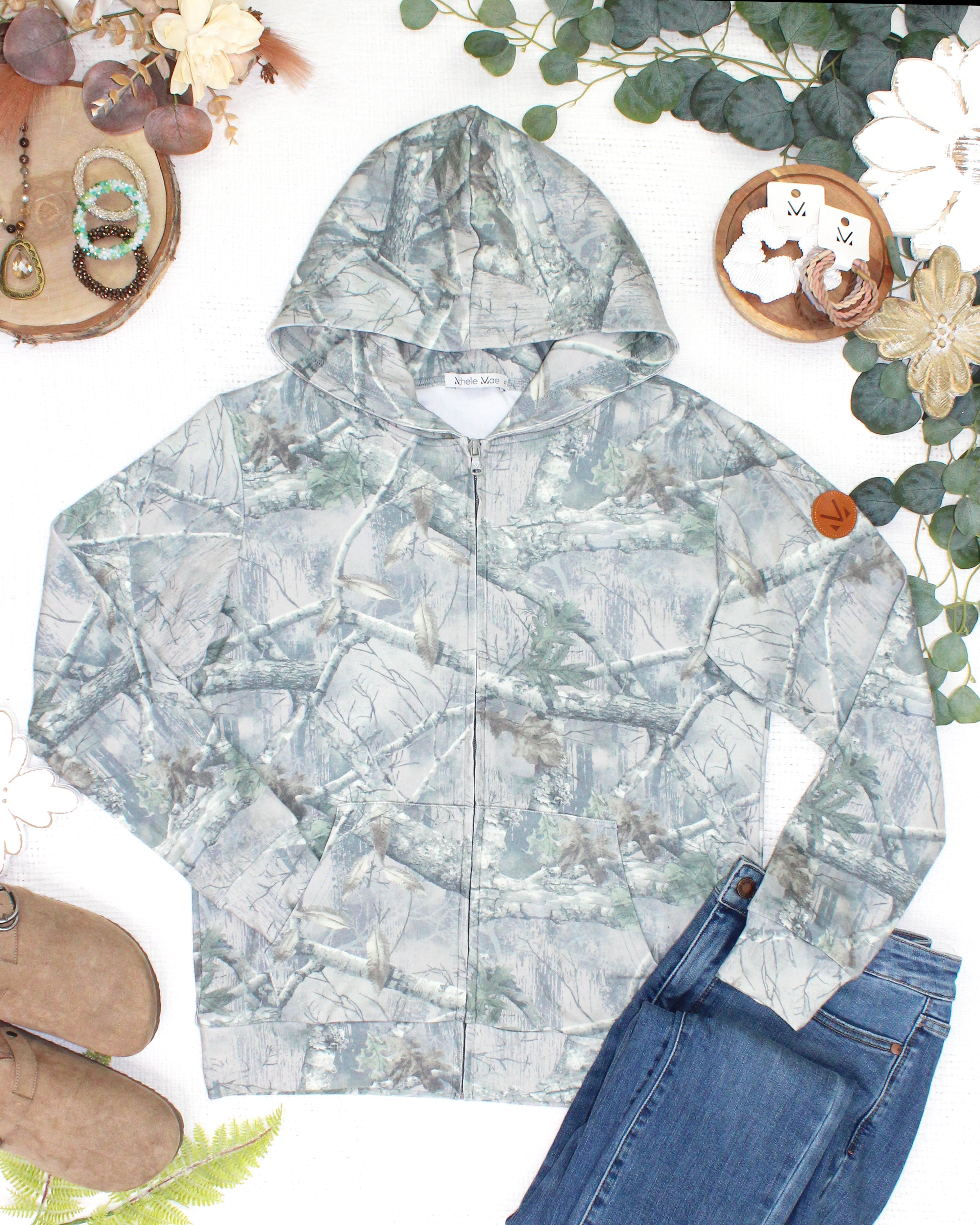 MARKET EXCLUSIVE Fullzip Hoodie - Camo-hoodie-Dear Me Southern Boutique, located in DeRidder, Louisiana