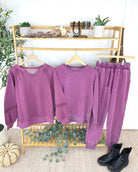 MARKET EXCLUSIVE Lace Accent Vintage Wash Pullover - Purple-pullover-Dear Me Southern Boutique, located in DeRidder, Louisiana