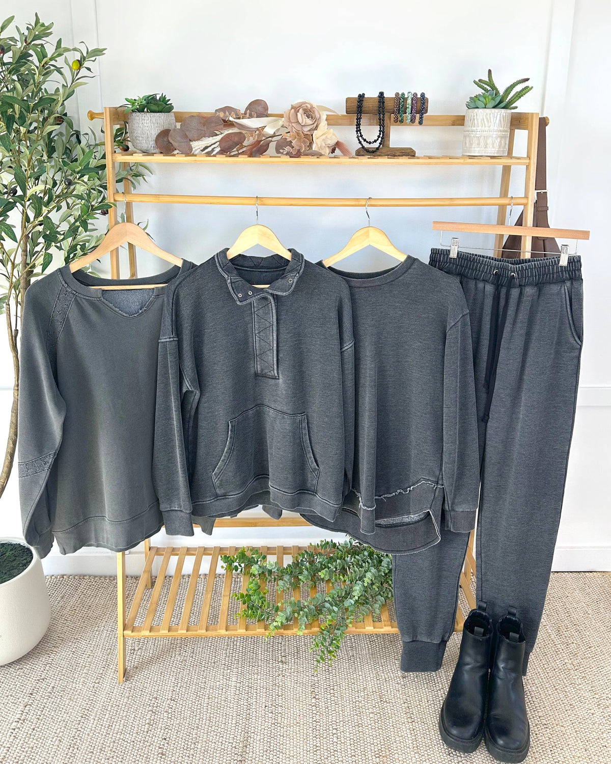 MARKET EXCLUSIVE Vintage Wash Pullover - Black-Presales-Dear Me Southern Boutique, located in DeRidder, Louisiana