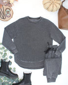 MARKET EXCLUSIVE Vintage Wash Pullover - Black-Pullover-Dear Me Southern Boutique, located in DeRidder, Louisiana