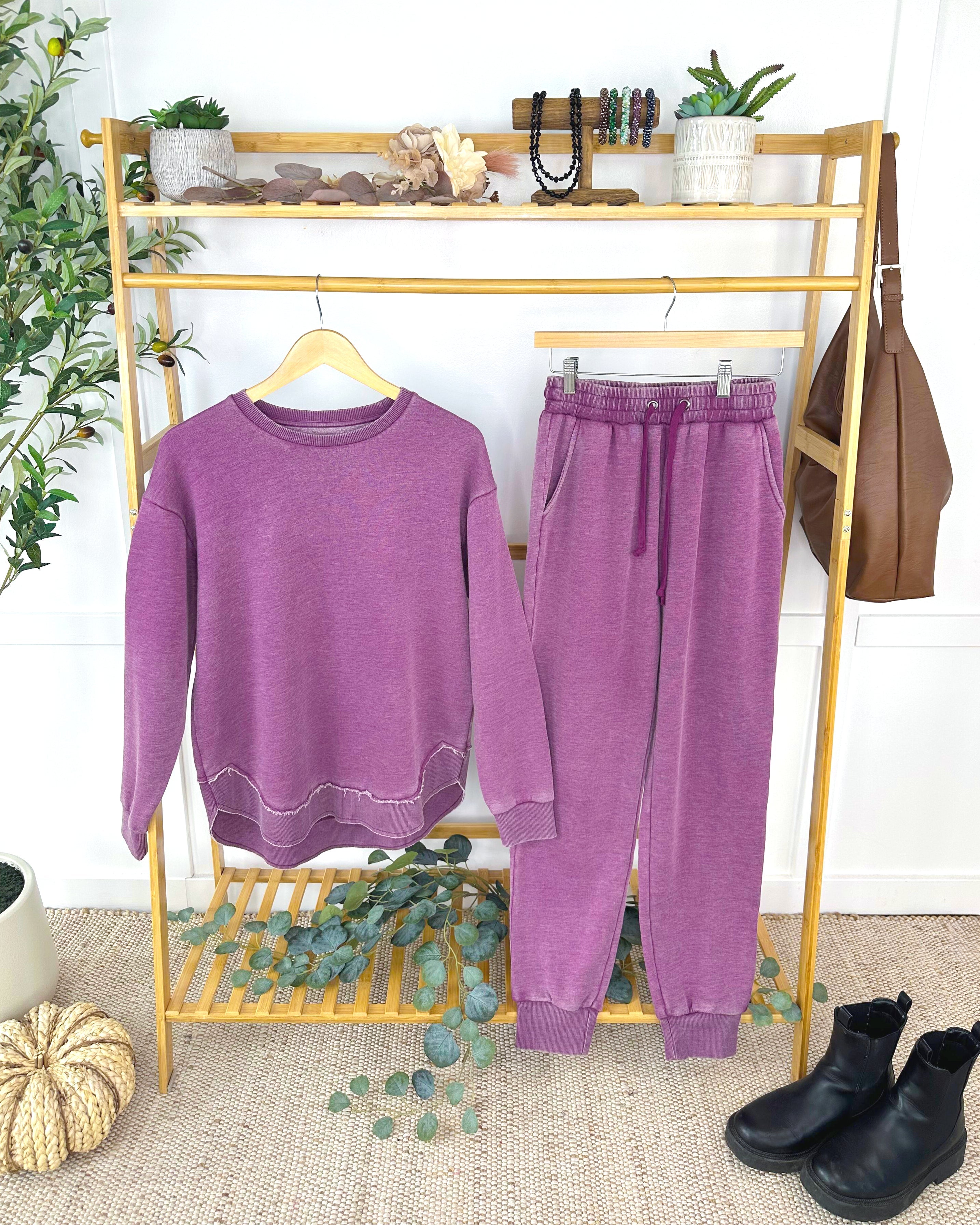 MARKET EXCLUSIVE Vintage Wash Pullover - Purple-Pullover-Dear Me Southern Boutique, located in DeRidder, Louisiana