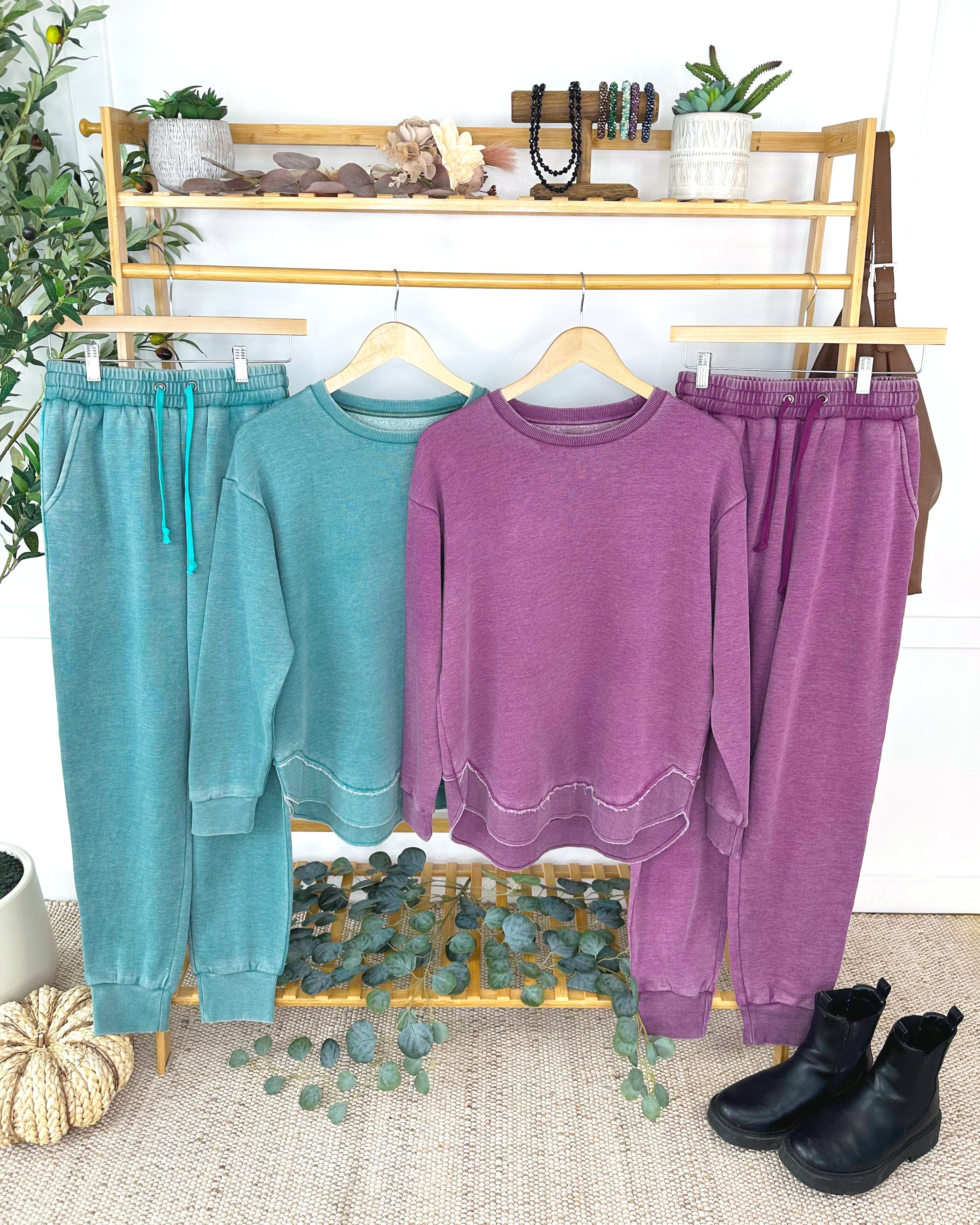 MARKET EXCLUSIVE Vintage Wash Pullover - Purple-Pullover-Dear Me Southern Boutique, located in DeRidder, Louisiana