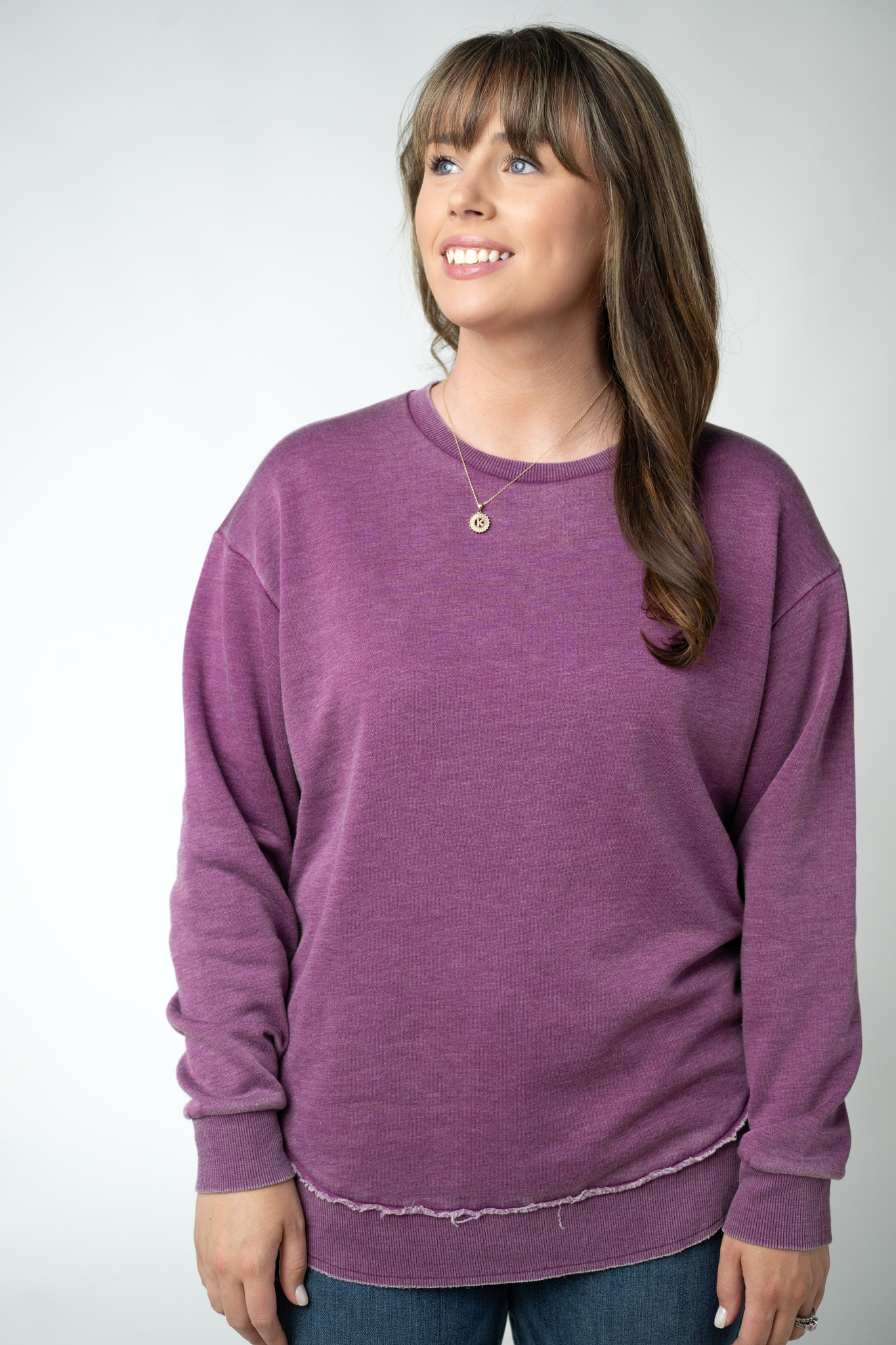 MARKET EXCLUSIVE Vintage Wash Pullover - Purple-Pullover-Dear Me Southern Boutique, located in DeRidder, Louisiana