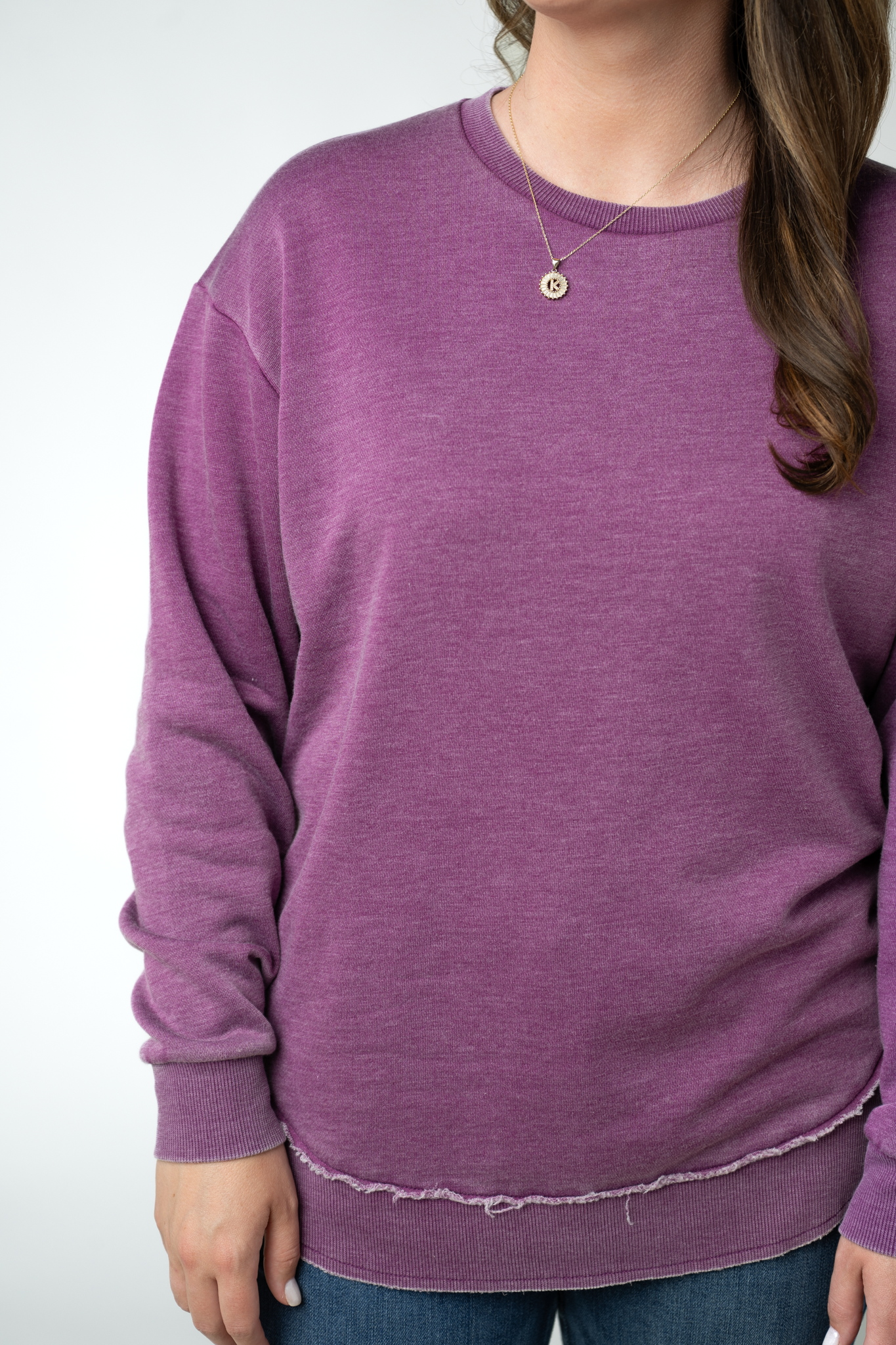 MARKET EXCLUSIVE Vintage Wash Pullover - Purple-Pullover-Dear Me Southern Boutique, located in DeRidder, Louisiana