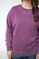 MARKET EXCLUSIVE Vintage Wash Pullover - Purple-Pullover-Dear Me Southern Boutique, located in DeRidder, Louisiana