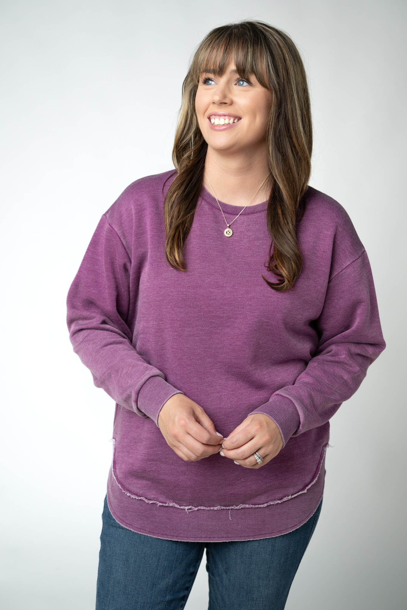 MARKET EXCLUSIVE Vintage Wash Pullover - Purple-Pullover-Dear Me Southern Boutique, located in DeRidder, Louisiana