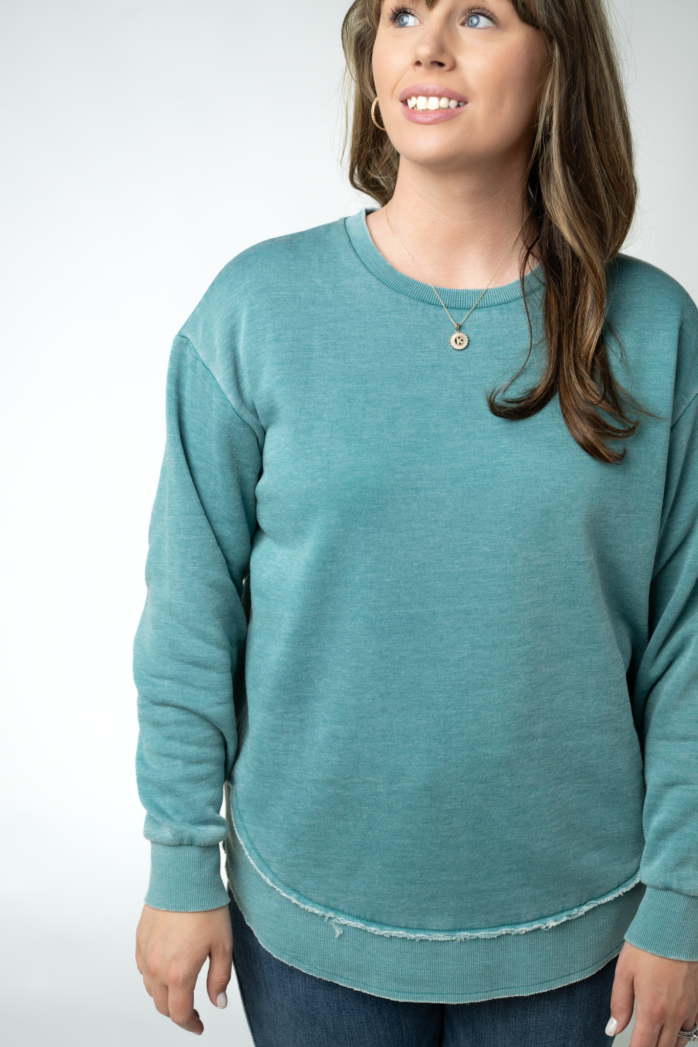 MARKET EXCLUSIVE Vintage Wash Pullover - Teal-Pullover-Dear Me Southern Boutique, located in DeRidder, Louisiana