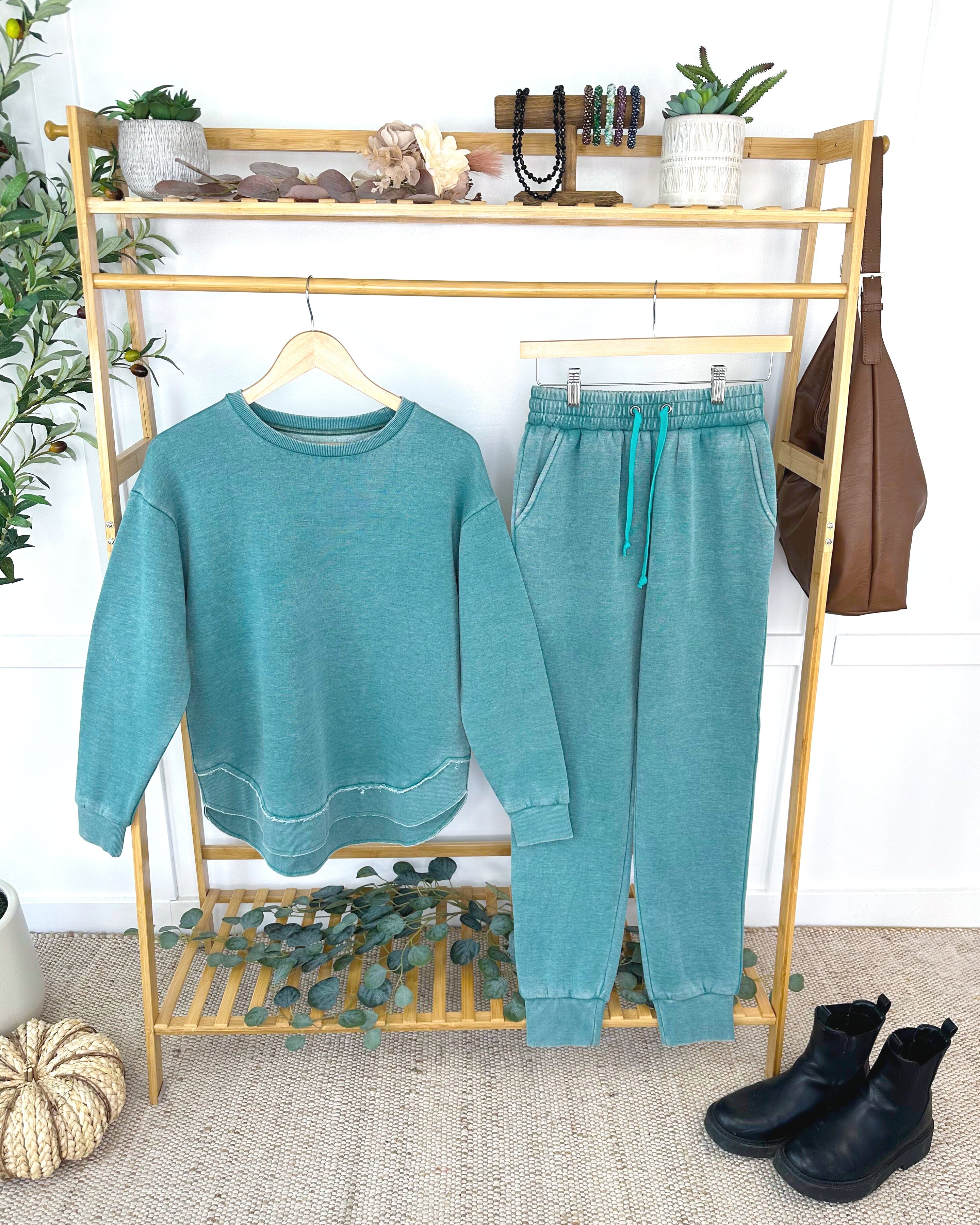 MARKET EXCLUSIVE Vintage Wash Pullover - Teal-Pullover-Dear Me Southern Boutique, located in DeRidder, Louisiana