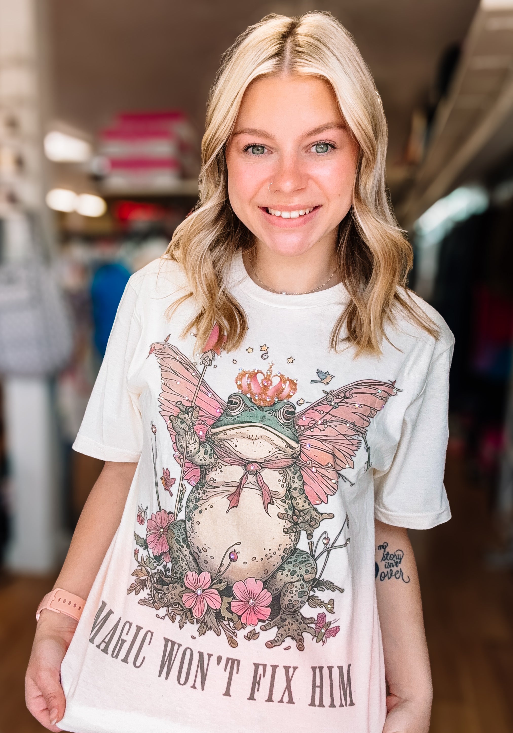 Magic Won’t Fix Him Bougie Rhinestone Tee-Dear Me Southern Boutique, located in DeRidder, Louisiana