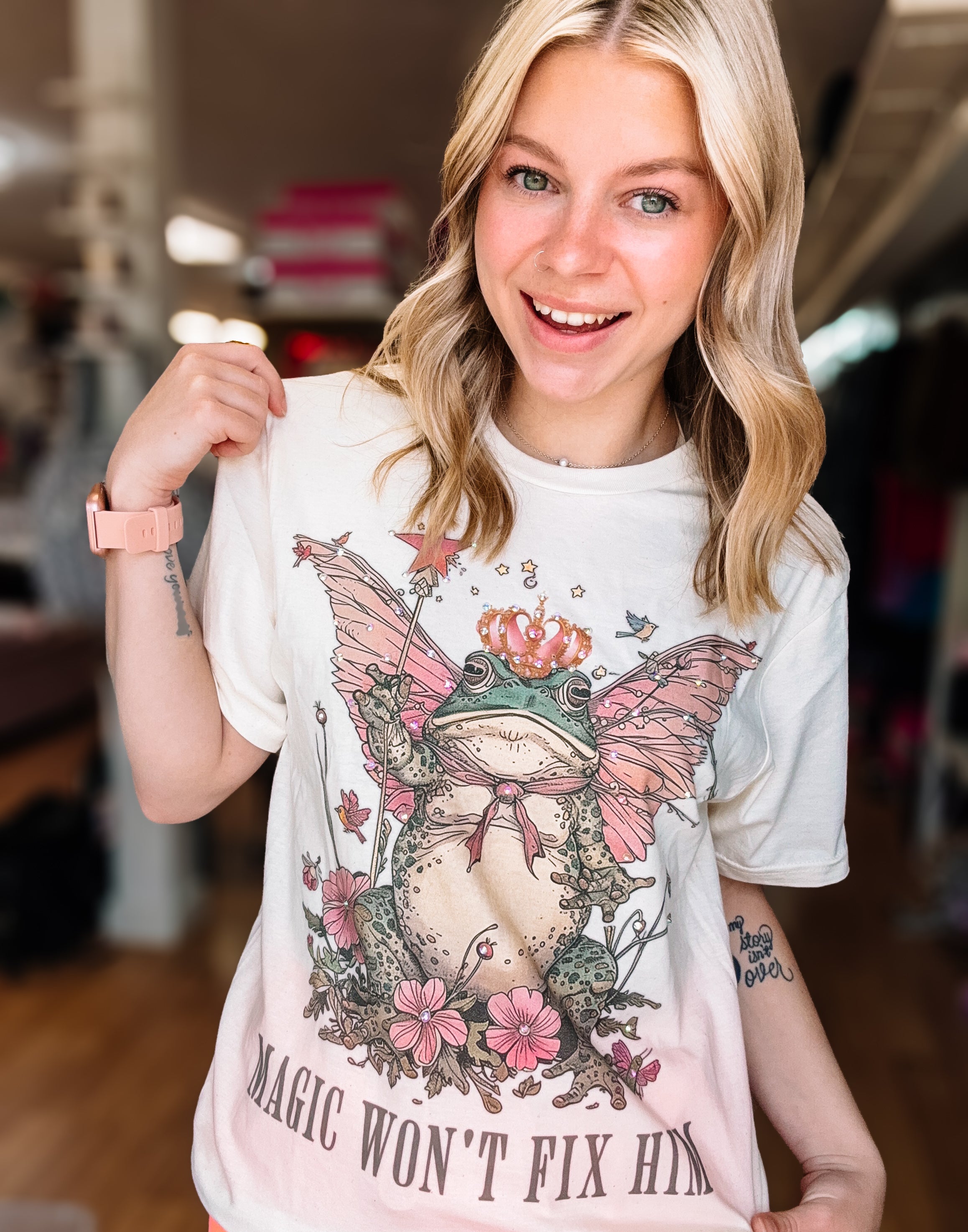 Magic Won’t Fix Him Bougie Rhinestone Tee-Dear Me Southern Boutique, located in DeRidder, Louisiana