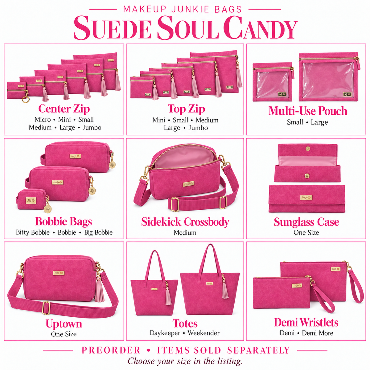 Makeup Junkie Bags - Suede Soul Candy-Presales-Dear Me Southern Boutique, located in DeRidder, Louisiana