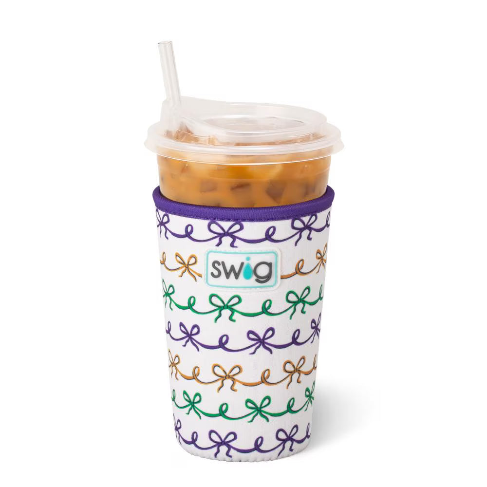 Mardi Gras Bows Iced Cup Coolie-Wine + Cocktails-Dear Me Southern Boutique, located in DeRidder, Louisiana