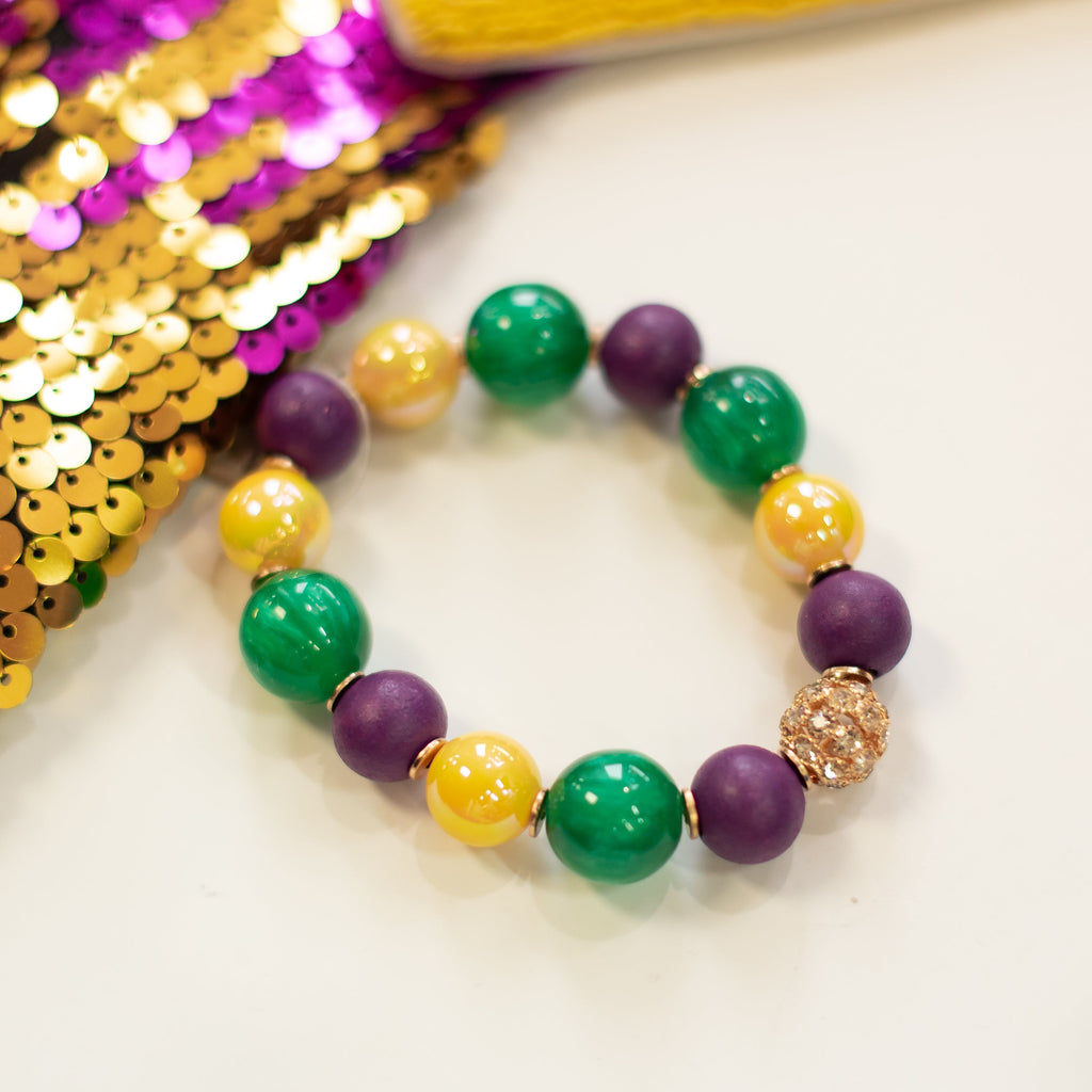 Mardi Gras Bubble Bead Bracelet-Jewelry-Dear Me Southern Boutique, located in DeRidder, Louisiana