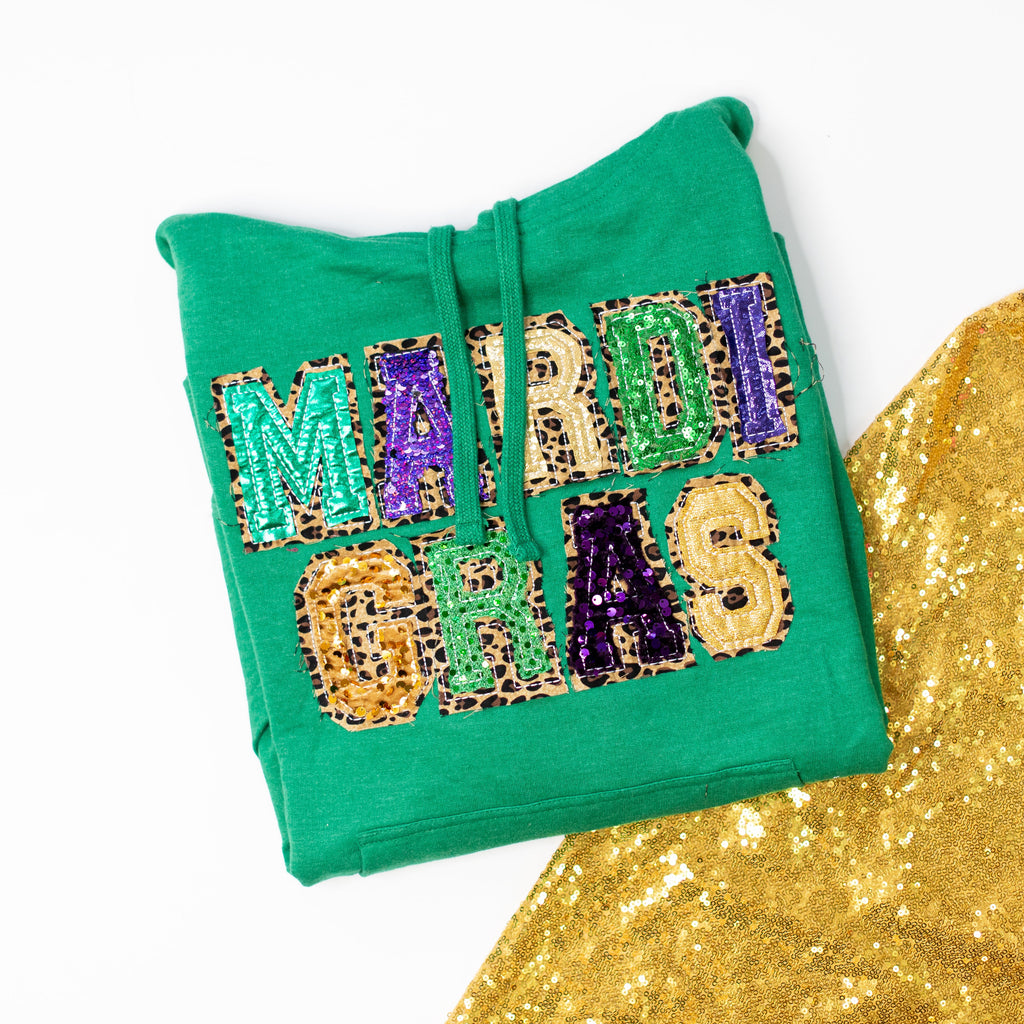 Mardi Gras Sequin Hoodie-Dear Me Southern Boutique, located in DeRidder, Louisiana