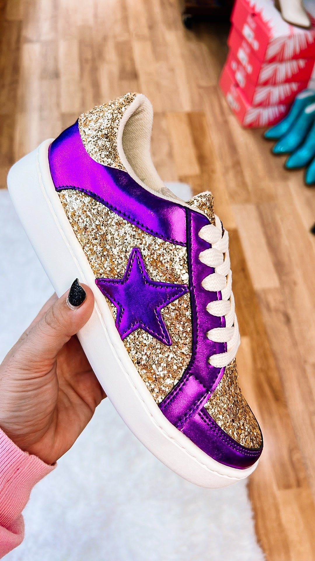 Mardi Gras Star Sneakers-Sneakers-Dear Me Southern Boutique, located in DeRidder, Louisiana