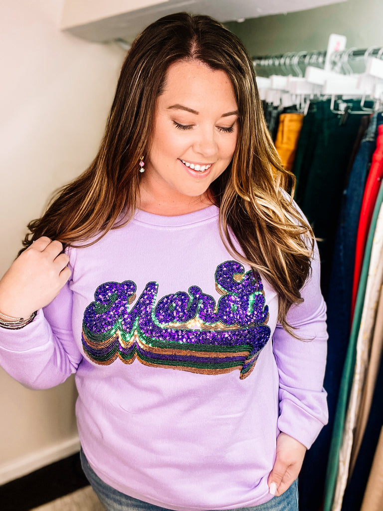 Mardi Layered Sequin Pullover-Tops-Dear Me Southern Boutique, located in DeRidder, Louisiana
