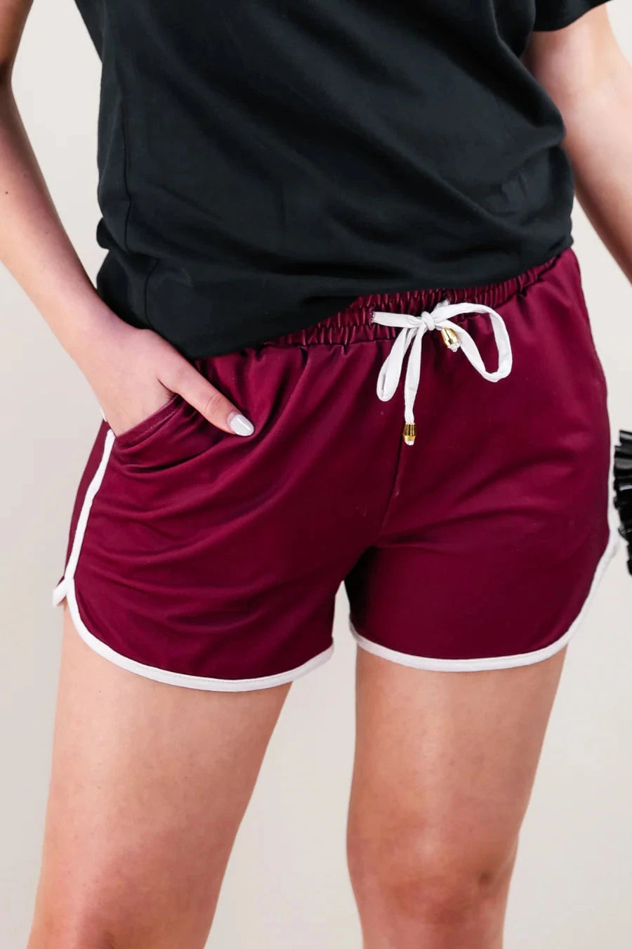 Maroon Everyday Drawstring Shorts-Shorts-Dear Me Southern Boutique, located in DeRidder, Louisiana