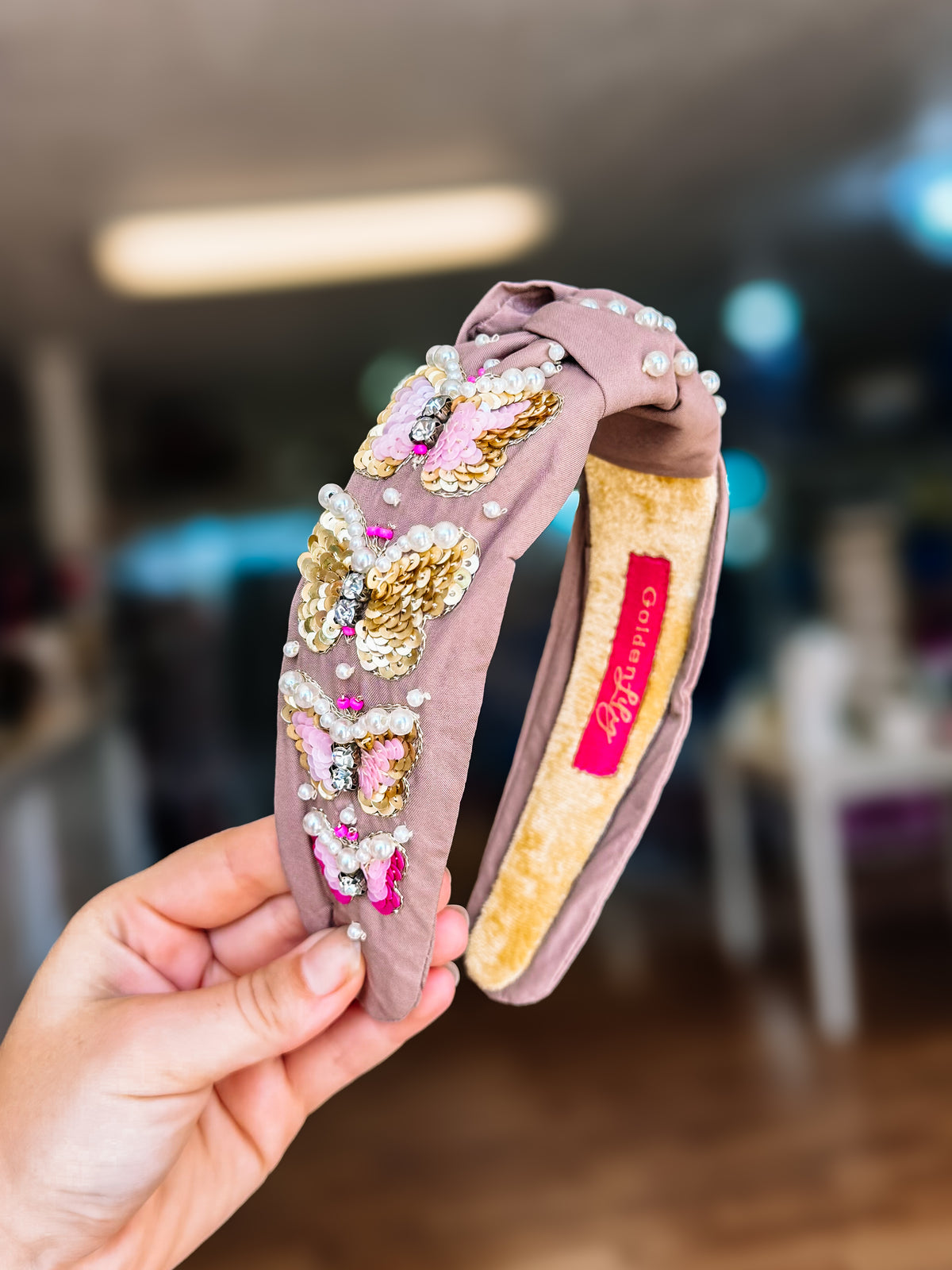 Mauve Butterfly Twist Headband-Hair accessories-Dear Me Southern Boutique, located in DeRidder, Louisiana