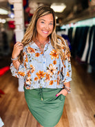 Meadow Muse Button-Up Blouse-Blouses-Dear Me Southern Boutique, located in DeRidder, Louisiana