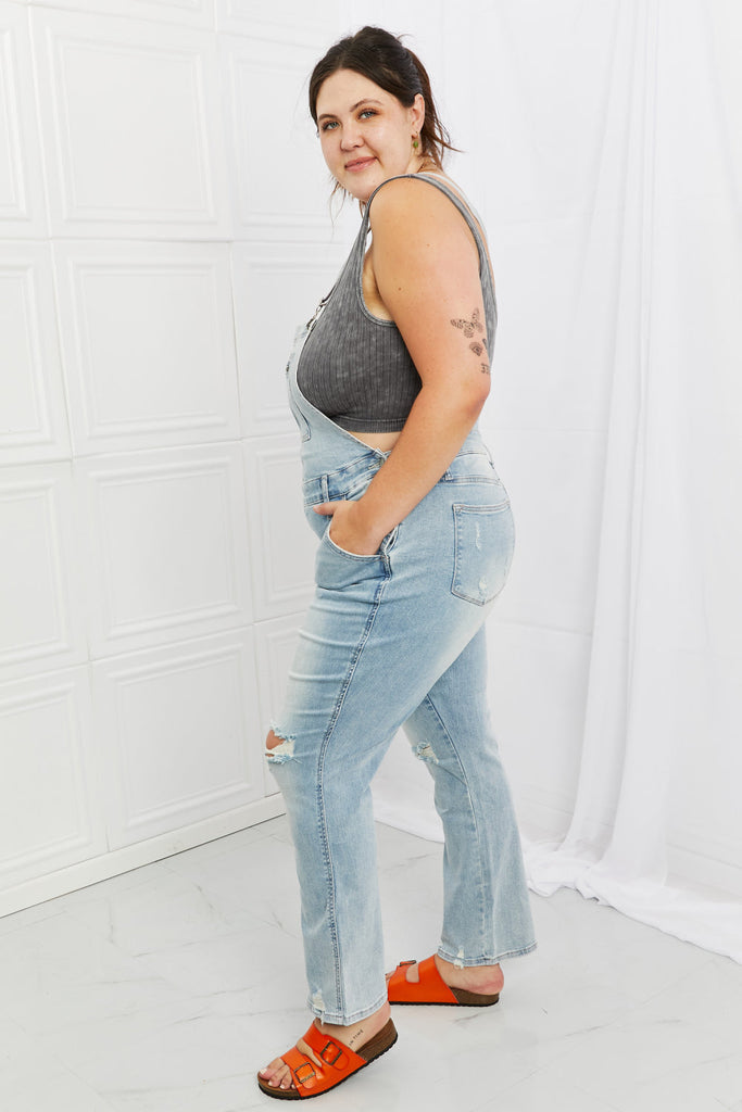 Melina Distressed Straight Leg Judy Blue Overalls-Dear Me Southern Boutique, located in DeRidder, Louisiana