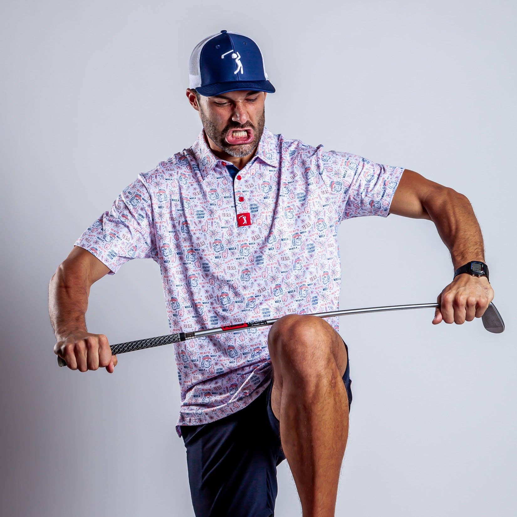 'Merica Polo - White-Dear Me Southern Boutique, located in DeRidder, Louisiana