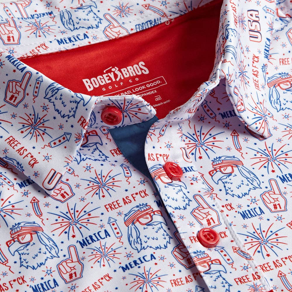 'Merica Polo - White-Dear Me Southern Boutique, located in DeRidder, Louisiana