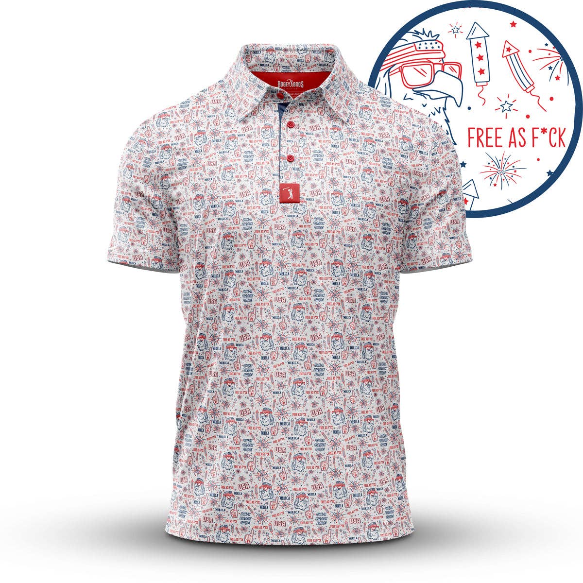 'Merica Polo - White-Dear Me Southern Boutique, located in DeRidder, Louisiana