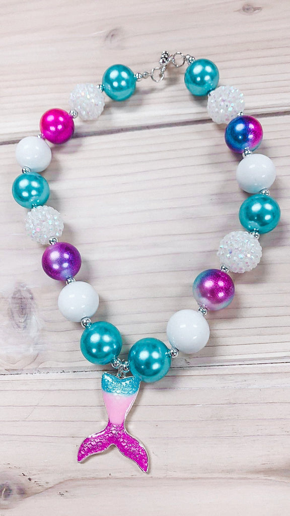 Mermaid Tail Bubblegum Necklace-Kids Jewelry-Dear Me Southern Boutique, located in DeRidder, Louisiana