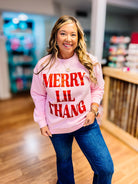 Merry Lil Thang Sweatshirt-Graphic Tops-Dear Me Southern Boutique, located in DeRidder, Louisiana