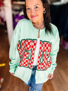 Merry Mint Cut-Up Sweatshirt Cardigan-Graphic Tops-Dear Me Southern Boutique, located in DeRidder, Louisiana