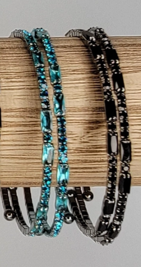 Miami Crystal Bangle - Gunmetal-Bracelets-Dear Me Southern Boutique, located in DeRidder, Louisiana