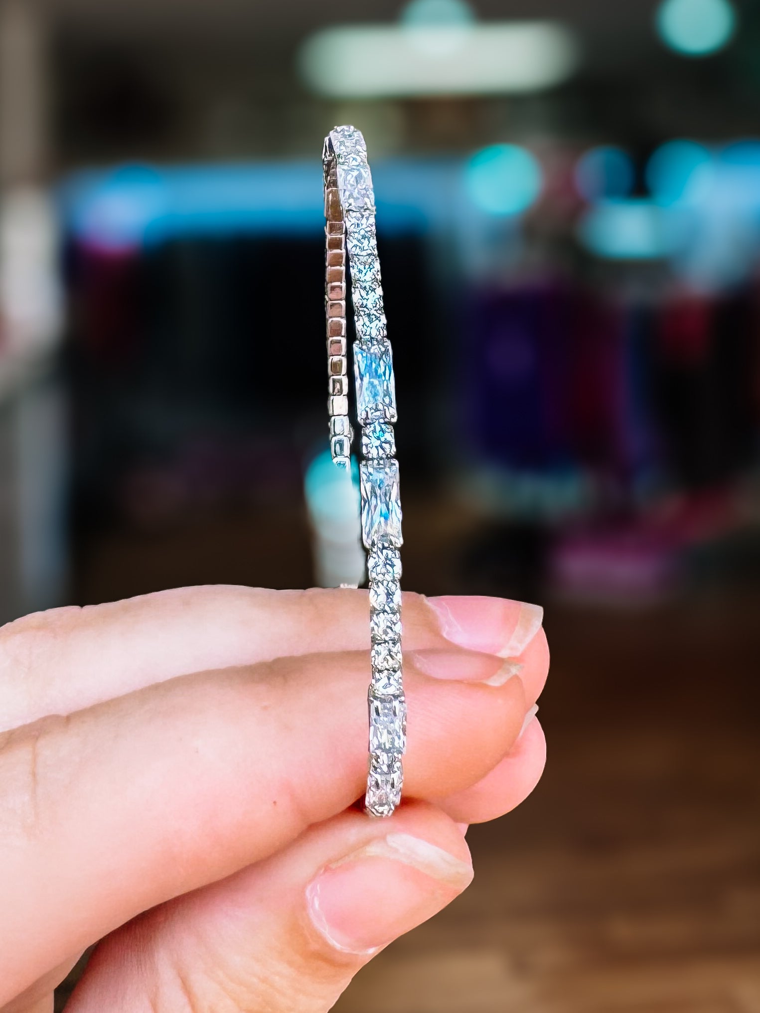 Miami Crystal Bangle - Silver Metal-Bracelets-Dear Me Southern Boutique, located in DeRidder, Louisiana