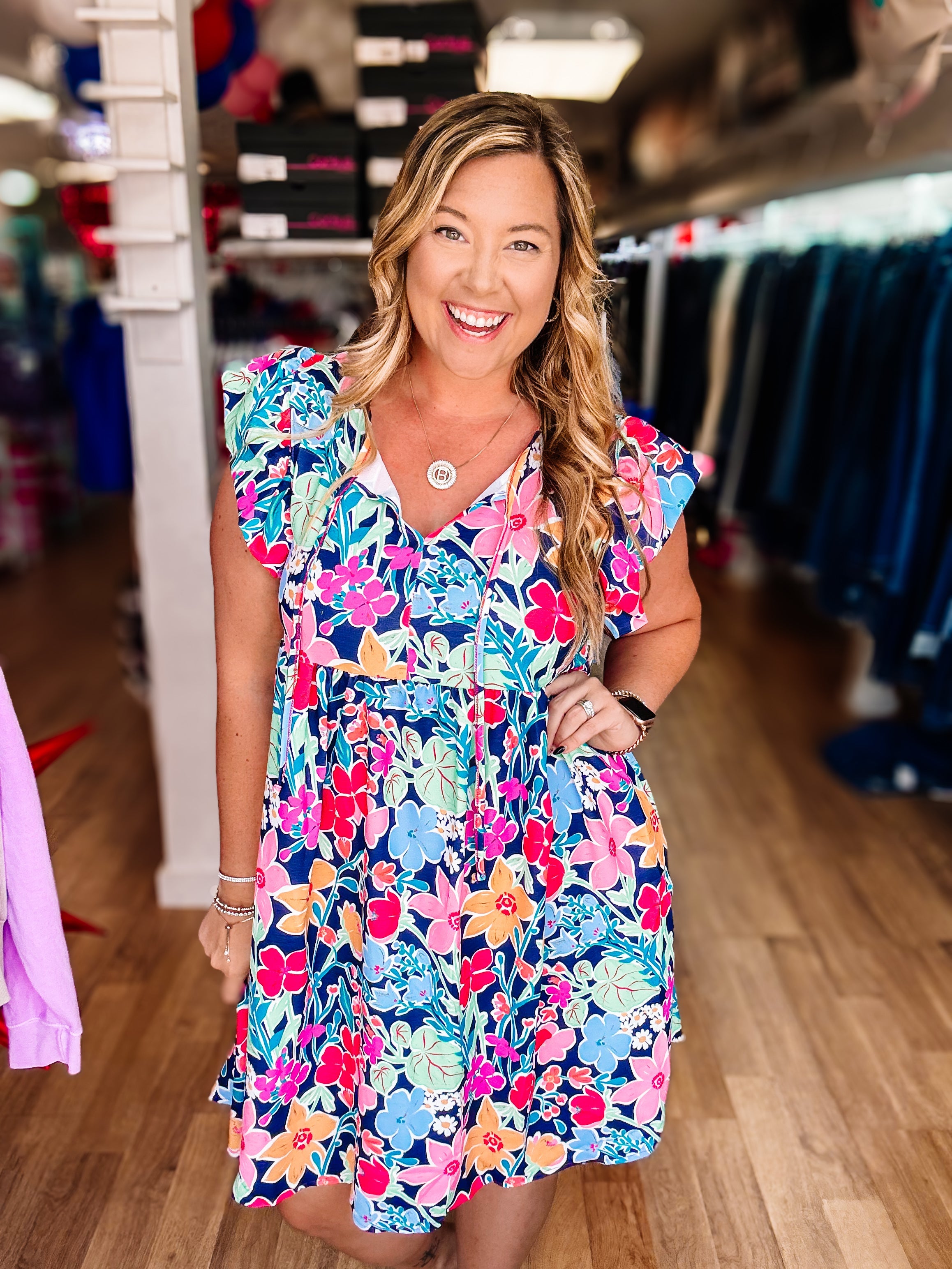 Midnight Blooms Dress-Dear Me Southern Boutique, located in DeRidder, Louisiana