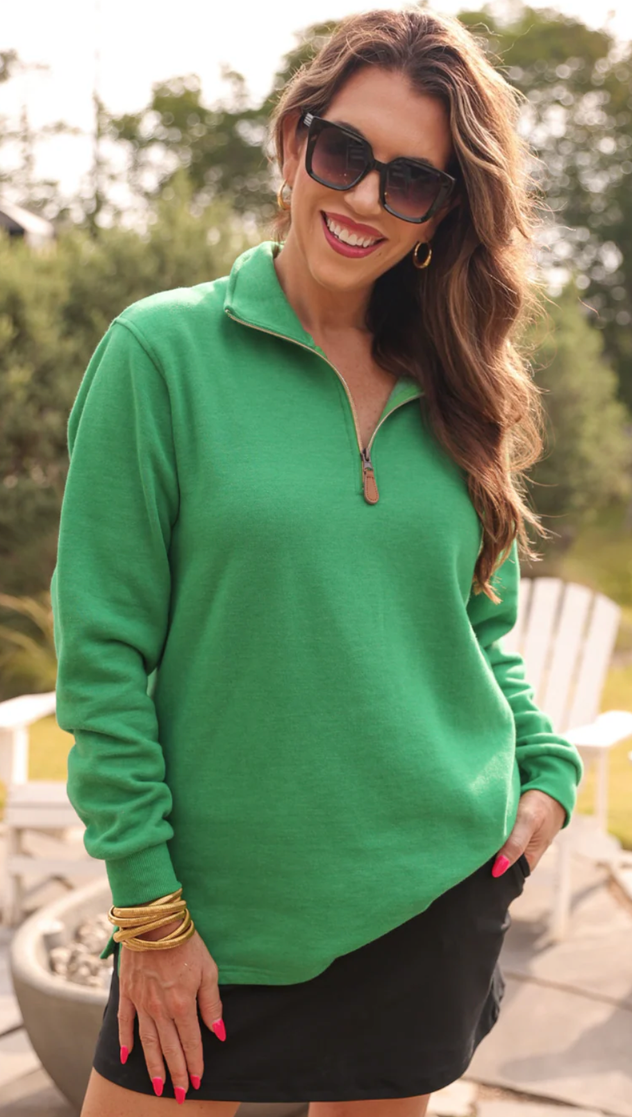 Miley Quarter Zip Pullover - Green-Pullover-Dear Me Southern Boutique, located in DeRidder, Louisiana