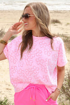 Millie Burn Out Tee- Flowers-Top-Dear Me Southern Boutique, located in DeRidder, Louisiana