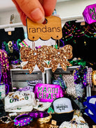 Mini Bow Randans - Gold Glitter-Earrings-Dear Me Southern Boutique, located in DeRidder, Louisiana