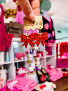 Mini Bow Randans - Red Glitter-Earrings-Dear Me Southern Boutique, located in DeRidder, Louisiana
