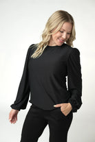 Miranda Dot Top - Black-Presales-Dear Me Southern Boutique, located in DeRidder, Louisiana