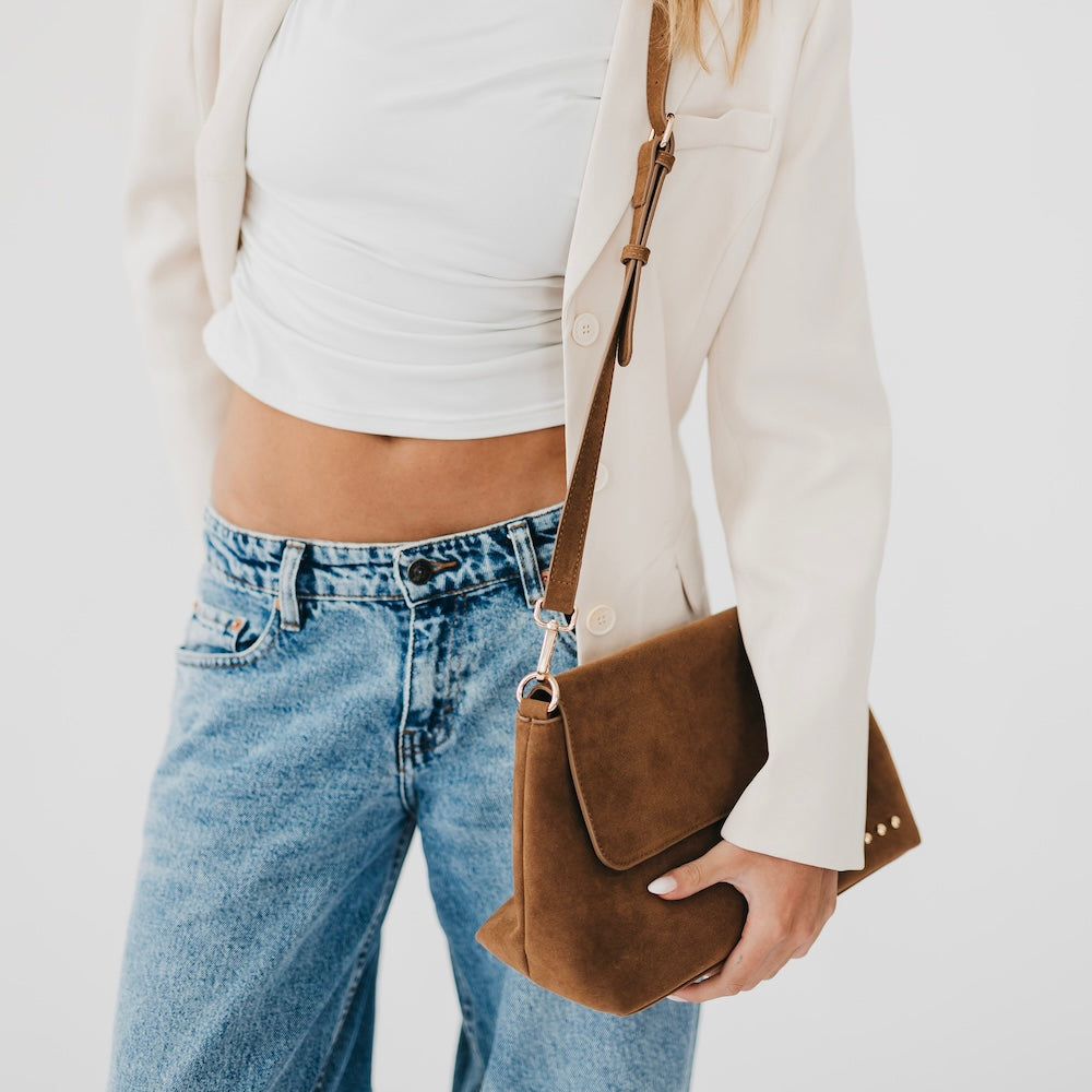 Miranda Suede Flap Crossbody-Crossbody Bag-Dear Me Southern Boutique, located in DeRidder, Louisiana