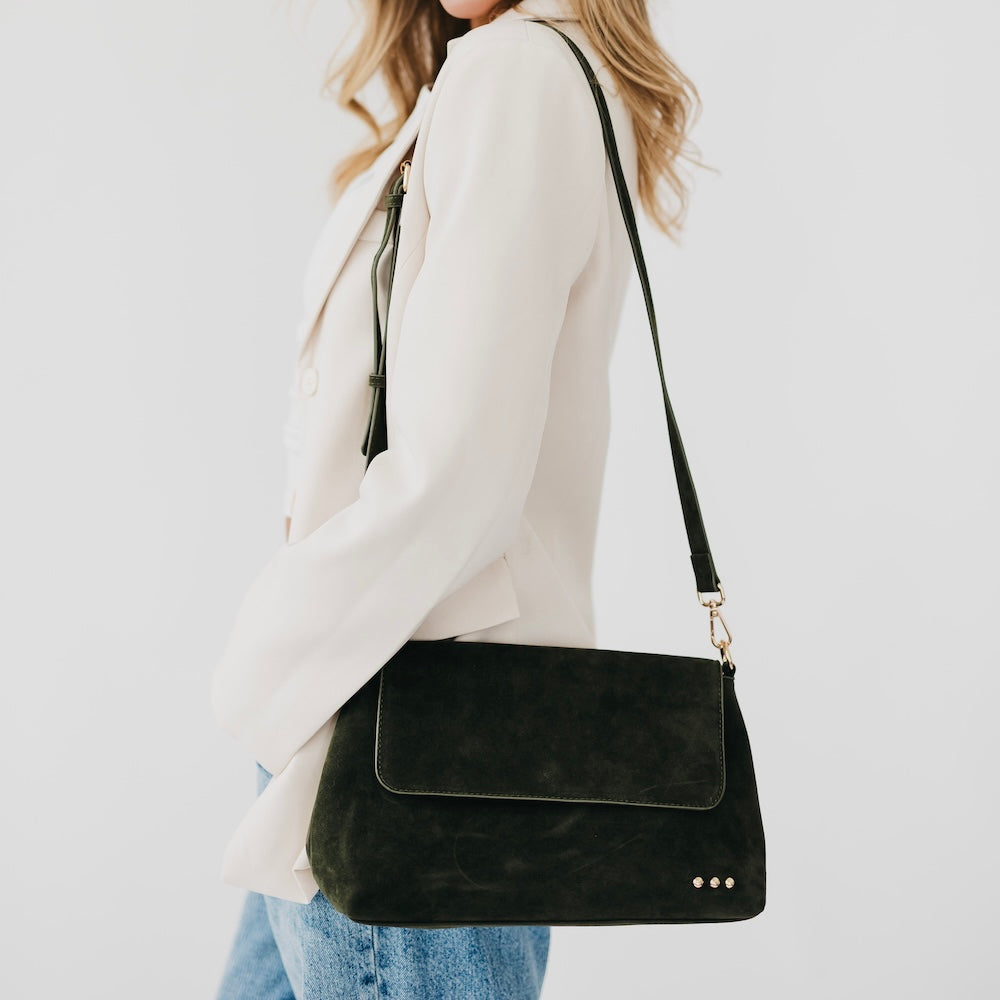 Miranda Suede Flap Crossbody-Crossbody Bag-Dear Me Southern Boutique, located in DeRidder, Louisiana