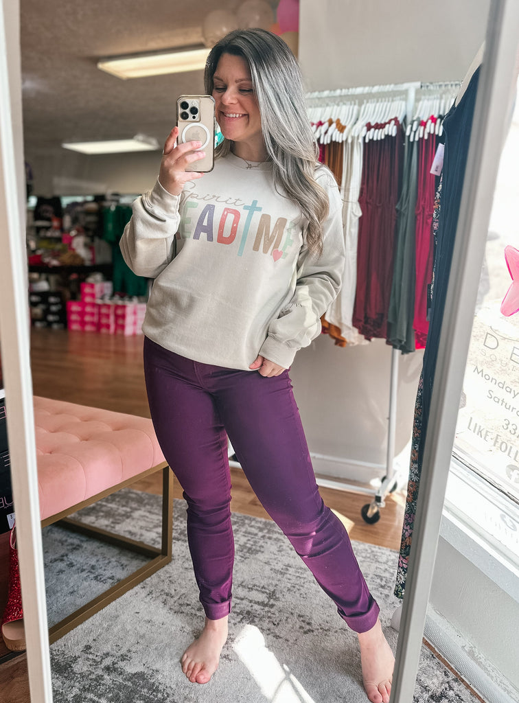 Missy Color Denim Pant - Purple-Bottoms-Dear Me Southern Boutique, located in DeRidder, Louisiana