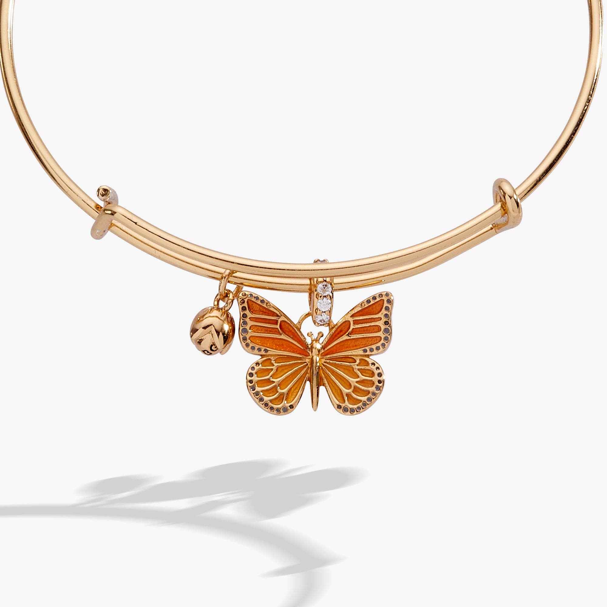 Monarch Butterfly Botanical Charm Bangle-Jewelry - Bracelets-Dear Me Southern Boutique, located in DeRidder, Louisiana